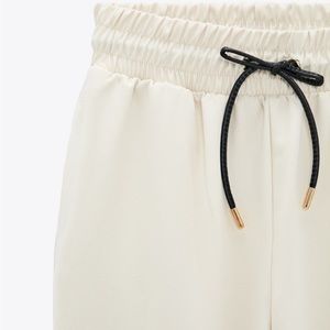 Zara cream elastic waist joggers